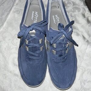 HOTTER Stability+ Leanne ll Blue Suede Sneakers sz8.5